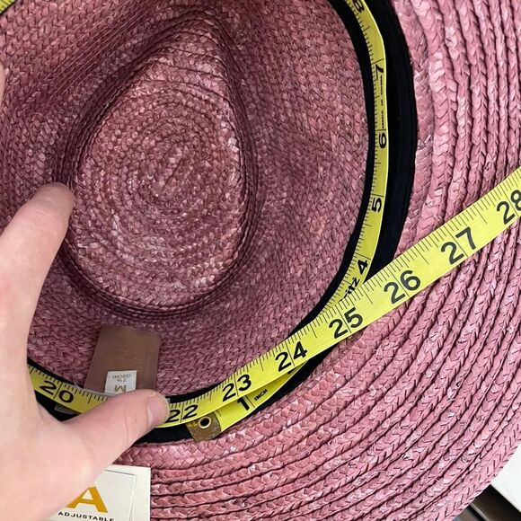 Brixton Pink Straw Sun Hat Joanna Short Brim In Dusty Rose Medium (7 1/4) - Picture 7 of 7